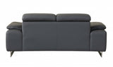 71" Gray And Silver Genuine Leather Love Seat