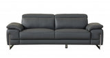 87" Gray And Silver Italian Leather Sofa