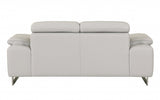 87" Gray And Silver Italian Leather Sofa