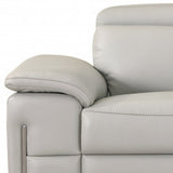 71" Light Gray And Silver Genuine Leather Love Seat