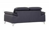 71" Navy Blue And Silver Genuine Leather Love Seat
