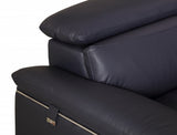 71" Navy Blue And Silver Genuine Leather Love Seat