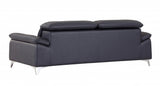 71" Navy Blue And Silver Genuine Leather Love Seat