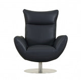 43" Navy Contemporary Leather Lounge Chair