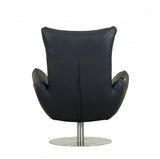 43" Navy Contemporary Leather Lounge Chair