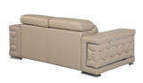 71" Beige And Silver Genuine Leather Love Seat