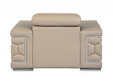 47" Beige And Silver Faux Leather Club Chair