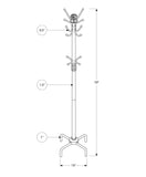 19" X 19" X 70" White Metal Coat Rack