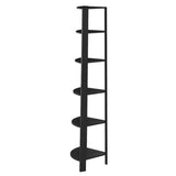 71" Espresso Wood Five Tier Corner Bookcase