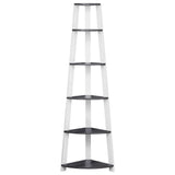 71" Gray and White Wood Corner Bookcase