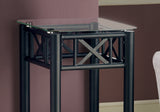 28" Black And Clear Glass End Table With Shelf