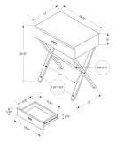 22" Silver And Gray End Table With Drawer