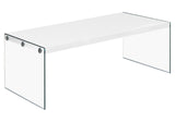 44" White And Clear Glass Coffee Table