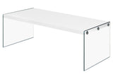 44" White And Clear Glass Coffee Table