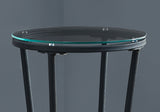 29" Black And Clear Glass Round End Table
