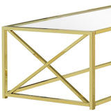 38" Chrome Metal And Tempered Glass Two Pieces Nesting Table Set