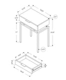 23" Silver And Deep Taupe End Table With Drawer