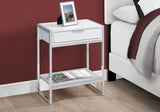 24" Silver And White End Table With Drawer And Shelf