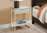 24" Gold And Beige Marble Rectangular End Table With Drawer