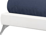 Solid Wood Twin Tufted White Upholstered Linen Bed