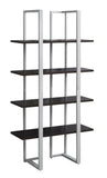 60" Espresso Metal Four Tier Bookcase