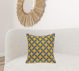 20" X 7" X 20" Transitional Gray And Orange Pillow Cover With Poly Insert
