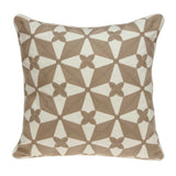 20" X 7" X 20" Transitional Beige And White Cotton Pillow Cover With Poly Insert