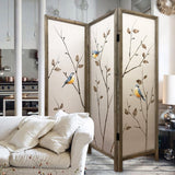 60 X 1 X 63 Brown Fabric And Wood 3 Panel Screen