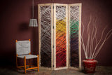 61 X 1.5 X 72 Multicolor Fabric And Wood Crisscross Screen