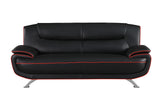 Two Piece Indoor Black Genuine Leather Five Person Seating Set