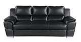 Two Piece Indoor Black Genuine Leather Five Person Seating Set