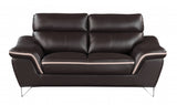Two Piece Indoor Brown Genuine Leather Five Person Seating Set