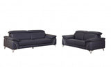 Two Piece Indoor White Italian Leather Five Person Seating Set