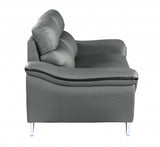 Two Piece Indoor Gray Genuine Leather Five Person Seating Set