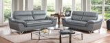 Two Piece Indoor Gray Genuine Leather Five Person Seating Set