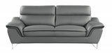 Two Piece Indoor Gray Genuine Leather Five Person Seating Set