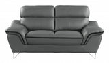 Two Piece Indoor Gray Genuine Leather Five Person Seating Set
