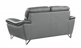 Two Piece Indoor Gray Genuine Leather Five Person Seating Set