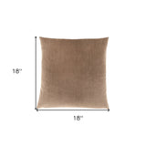 18" X 18" Beige Velvet Polyester Diamond Zippered Pillow