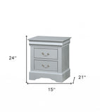 24" Platinum Two Drawers Nightstand