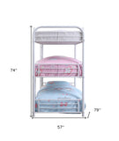 42" X 79" X 74" White Metal Triple Bunk Bed - Twin