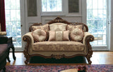 69" Beige and Gold And Brown Loveseat and Toss Pillows