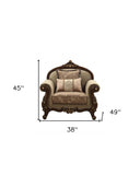 69" Beige and Gold And Brown Loveseat and Toss Pillows