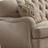40" White And Pearl Fabric Damask Tufted Chesterfield Chair