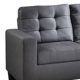 32" Gray And Black Linen Sofa With Ottoman