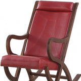 Espresso Brown Faux Leather With Walnut Finish Rocking Chair