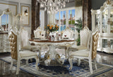 Set Of Two 27" Brown And White Faux Leather Tufted Side Chair