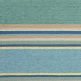 8'X10' Ocean Blue Hand Hooked Uv Treated Awning Stripes Indoor Outdoor Area Rug