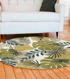 7' Round Wool Ivory Area Rug