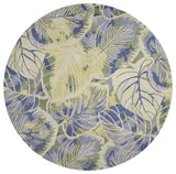 7' Round Wool Blue Or Green Area Rug